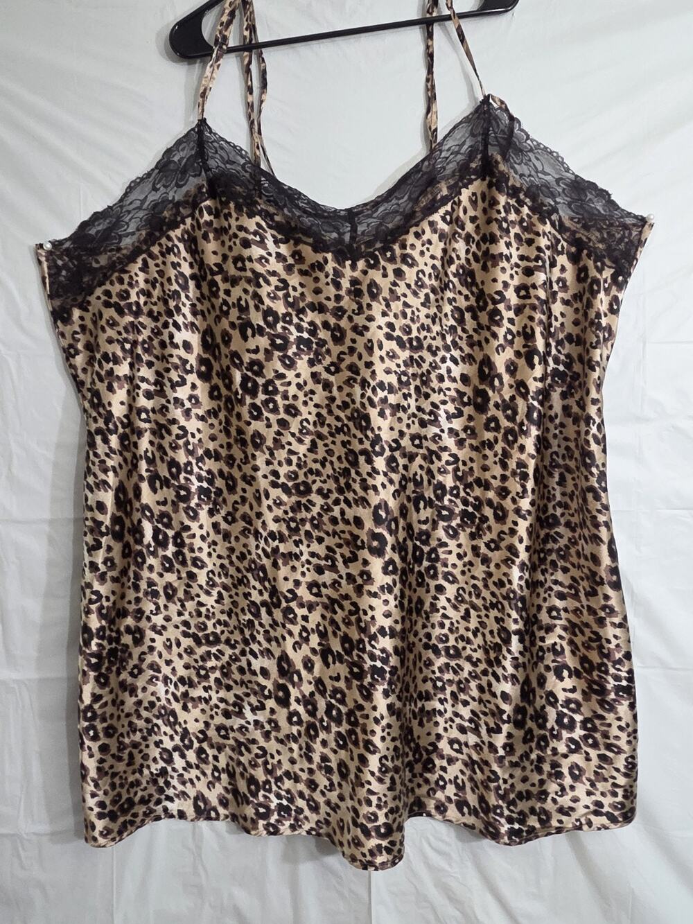 Amoureuse Gown Size 38/40 5X Satin Sexy Lace Nighty Sleeveless Cheetah